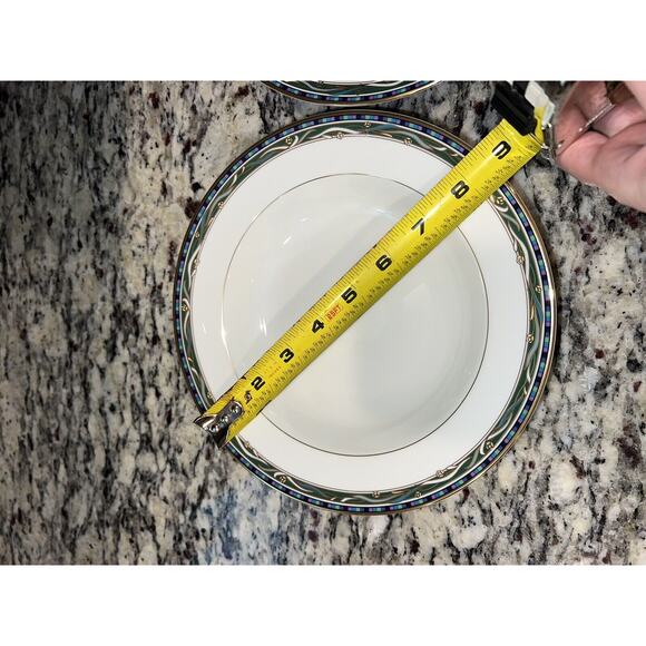 Mikasa Clarendon Rimmed Soup Bowls L3110 Set of 2 Gold Edge Fine China 8.5" Vtg - Picture 3 of 8